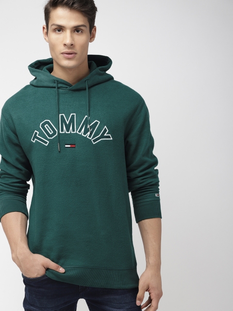 

Tommy Hilfiger Men Green Embroidered Hooded Sweatshirt