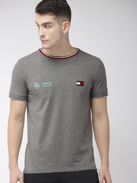 

Tommy Hilfiger Men Grey Melange Solid Round Neck T-shirt