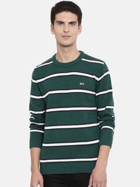 

Tommy Hilfiger Men Green & White Striped Sweater