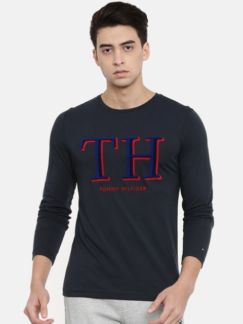 

Tommy Hilfiger Men Navy Blue Printed Round Neck T-shirt