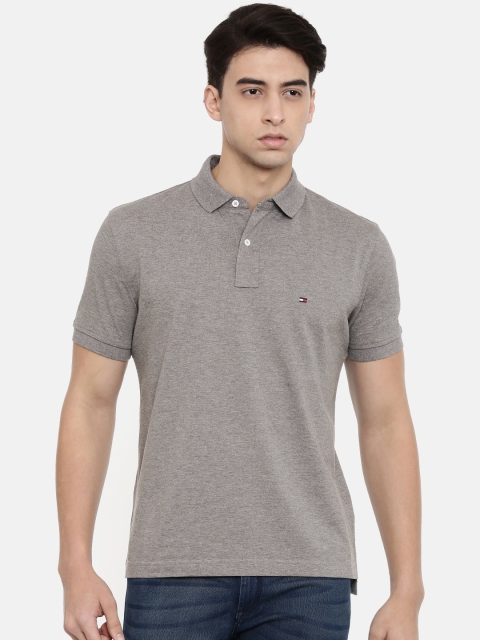 

Tommy Hilfiger Men Grey Solid Polo Collar T-shirt