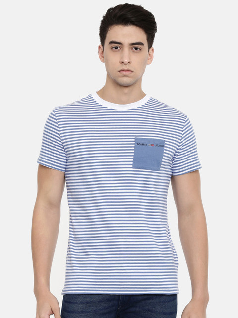 

Tommy Hilfiger Men Blue Striped Round Neck T-shirt
