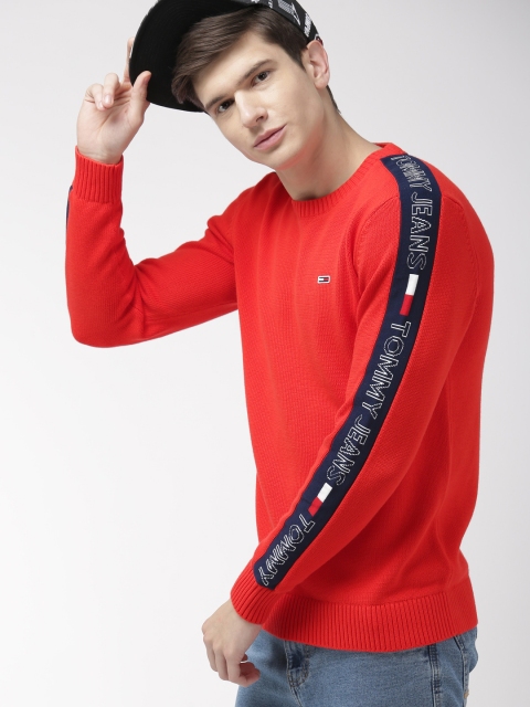 

Tommy Hilfiger Men Red Self Design Sweater