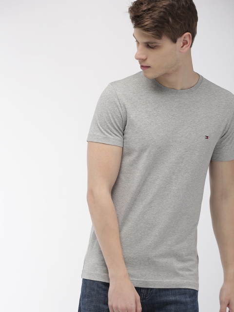 

Tommy Hilfiger Men Grey Melange Solid Slim Fit Round Neck T-shirt