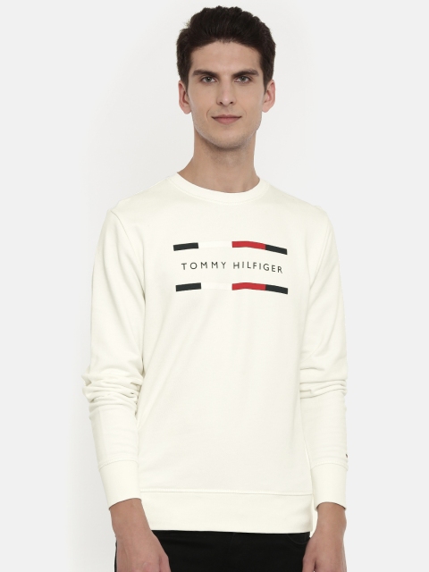 

Tommy Hilfiger Men Off-White Printed Lightweight Pullover Sweatshirt