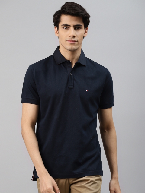 

Tommy Hilfiger Men Navy Blue Polo Collar Cotton T-shirt