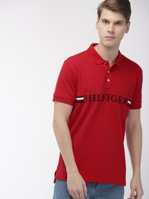 

Tommy Hilfiger Men Red Printed Polo Collar T-shirt