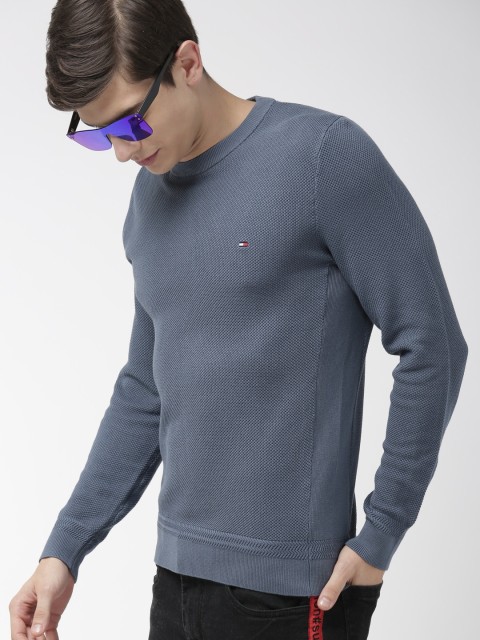 

Tommy Hilfiger Men Blue Self Design Sweater