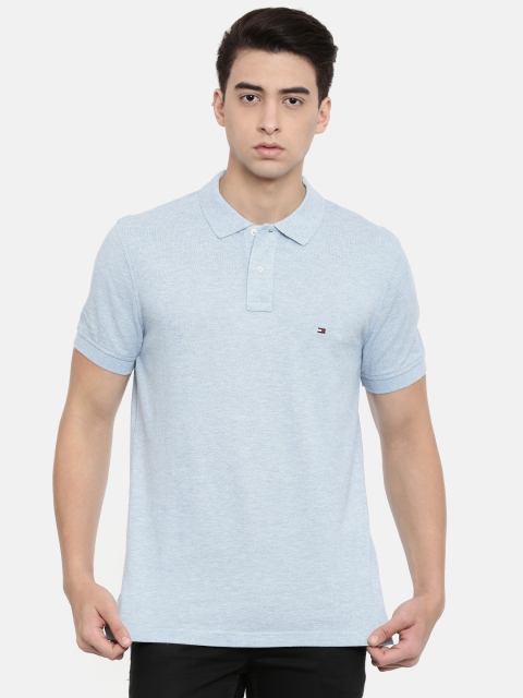 

Tommy Hilfiger Men Blue Solid Polo Collar T-shirt