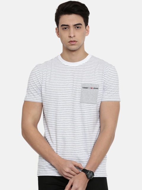 

Tommy Hilfiger Men Grey Striped Round Neck T-shirt