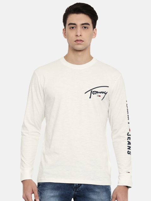 

Tommy Hilfiger Men Off-White Solid Round Neck T-shirt