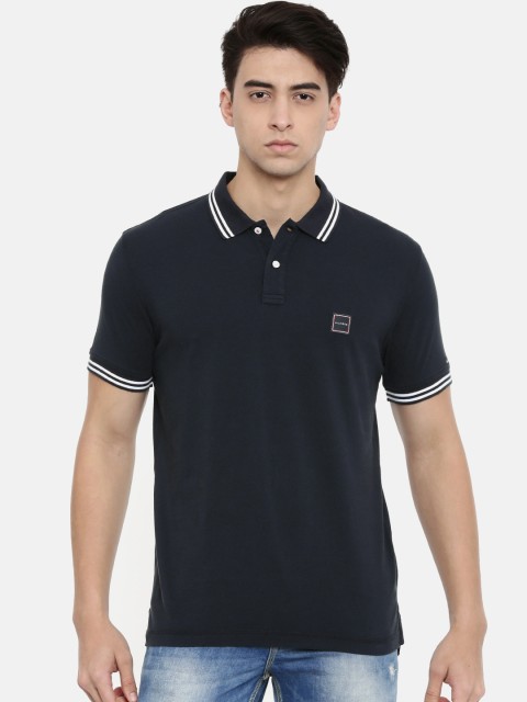 

Tommy Hilfiger Men Navy Blue Solid Polo Collar T-shirt