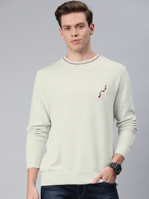 

Tommy Hilfiger Men Beige Solid Pullover Sweater
