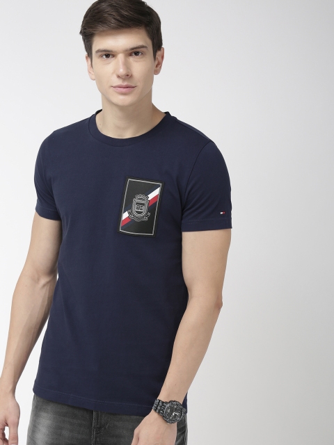 

Tommy Hilfiger Men Navy Blue Solid Round Neck T-shirt