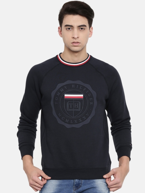 

Tommy Hilfiger Men Navy Blue Printed Sweatshirt