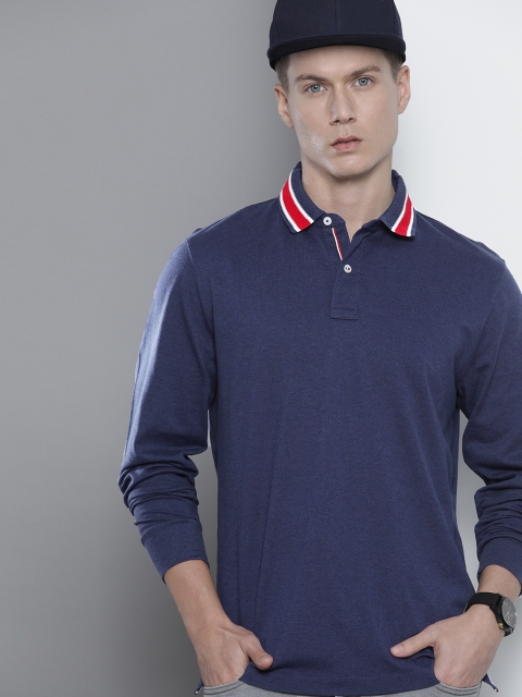 

Tommy Hilfiger Men Navy Blue Polo Collar T-shirt