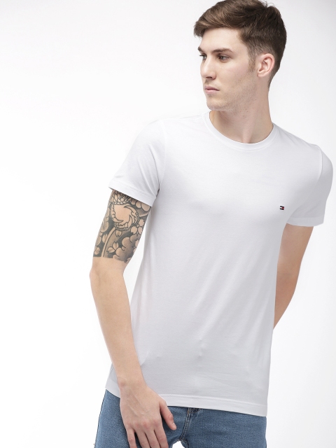 

Tommy Hilfiger Men White Solid Slim Fit Round Neck T-shirt