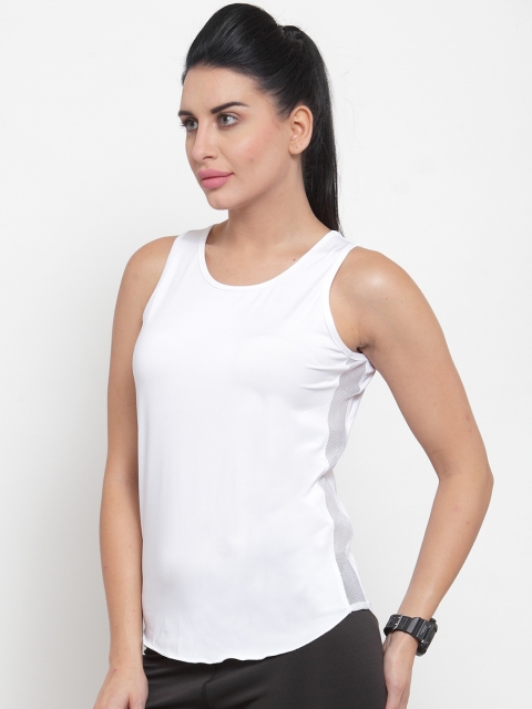 

Boston Club Women White Solid Round Neck Gym T-shirt