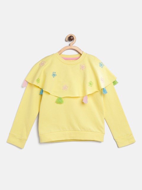 

Nauti Nati Girls Yellow Embroidered Sweatshirt