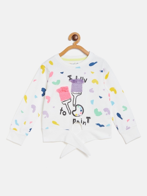 

Nauti Nati Girls White Printed Tie-Up Sweatshirt