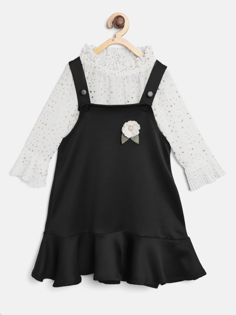 

Nauti Nati Girls Black Solid Pinafore Dress with Top