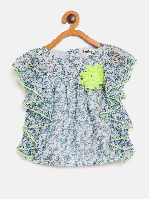 

Nauti Nati Girls Off-White & Blue Floral Print Top