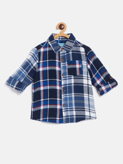 

Nauti Nati Boys Blue & White Regular Fit Checked Casual Shirt