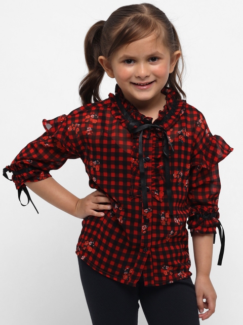 

Nauti Nati Girls Red & Black Checked Victorian Shirt Style Top