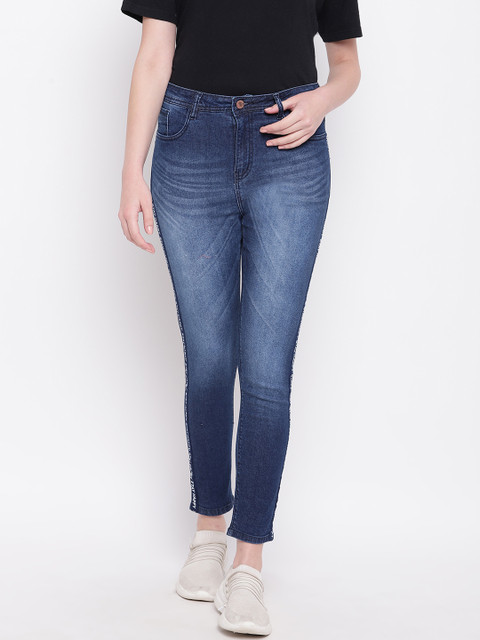 

Monte Carlo Women Navy Blue Skinny Fit High-Rise Cropped Stretchable Jeans