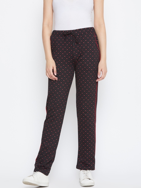 

Monte Carlo Women Black & Red Printed Track Pants