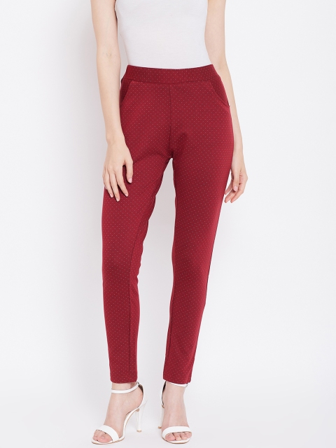 

Monte Carlo Women Maroon Self Design Treggings