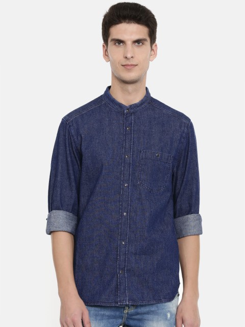 

Tommy Hilfiger Men Navy Blue Regular Fit Solid Casual Denim Shirt