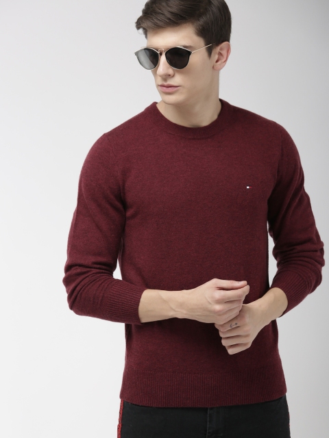 

Tommy Hilfiger Men Maroon Self Design Sweater