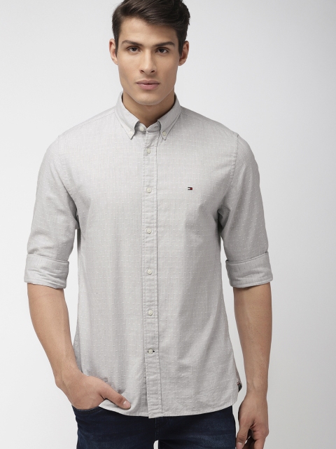 

Tommy Hilfiger Men Grey Regular Fit Self Design Casual Shirt