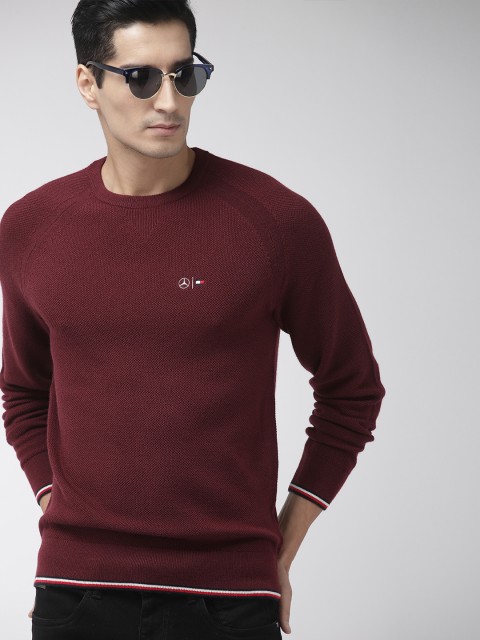 

Tommy Hilfiger Men Burgundy Solid Pullover Sweater