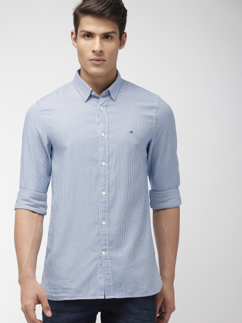 

Tommy Hilfiger Men Blue & White Slim Fit Checked Casual Shirt