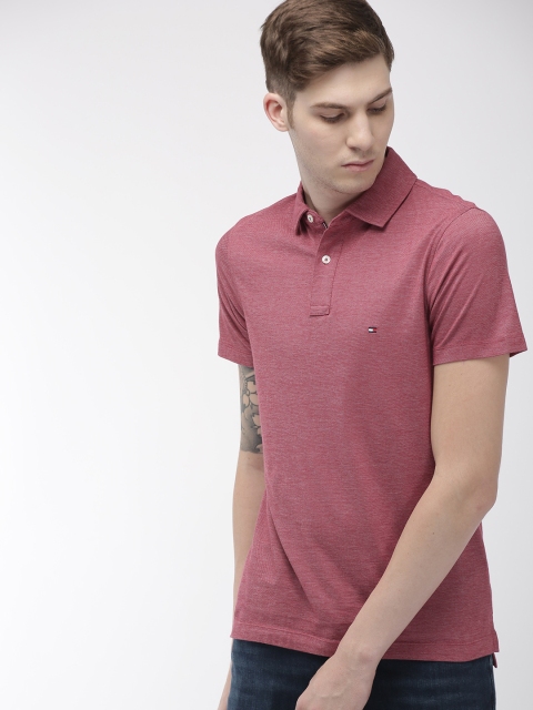 

Tommy Hilfiger Men Red & White Dual-Toned Solid Polo Collar T-shirt
