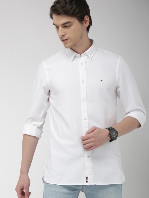 

Tommy Hilfiger Men White Slim Fit Solid Casual Shirt