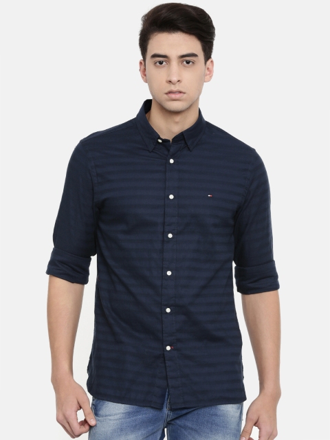 

Tommy Hilfiger Men Navy Blue Regular Fit Self Design Casual Shirt