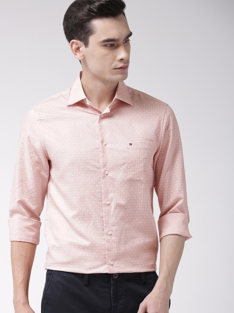 

Tommy Hilfiger Men Pink & White Regular Fit Printed Formal Shirt
