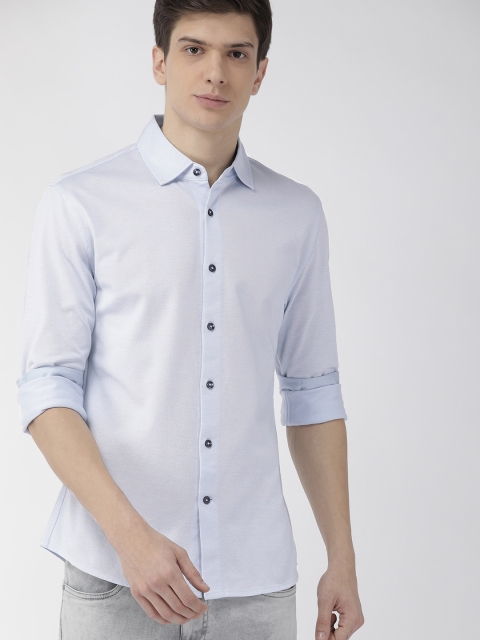 

Tommy Hilfiger Men Blue Slim Fit Self Design Casual Shirt
