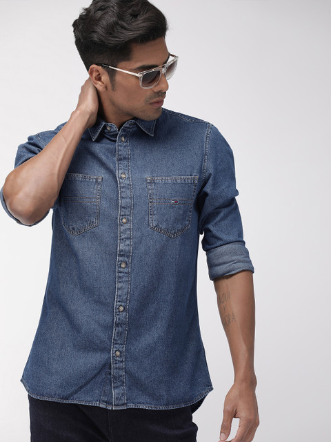 

Tommy Hilfiger Men Blue Regular Fit Solid Casual Denim Shirt
