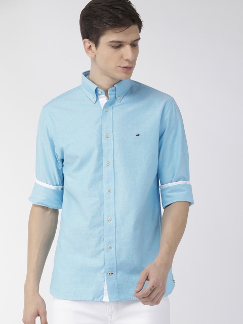 

Tommy Hilfiger Men Turquoise Blue Regular Fit Solid Casual Shirt