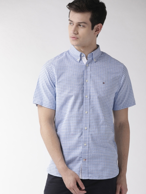 

Tommy Hilfiger Men Blue Custom Regular Fit Checked Casual Shirt