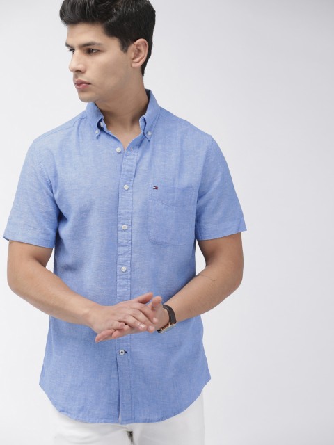 

Tommy Hilfiger Men Blue Custom Regular Fit Solid Casual Shirt