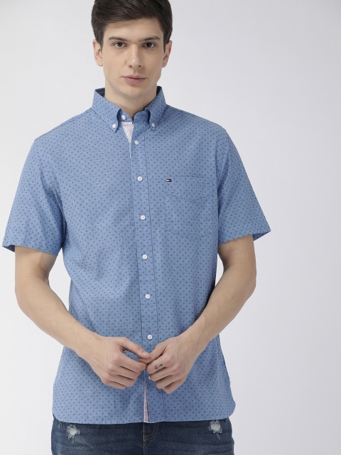 

Tommy Hilfiger Men Blue Regular Fit Printed Casual Shirt