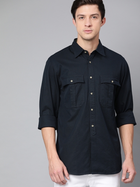

Tommy Hilfiger Men Navy Blue Regular Fit Solid Casual Shirt