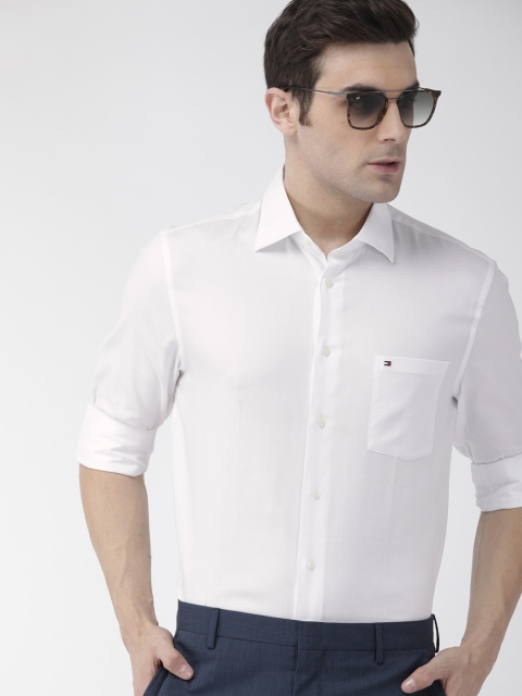 

Tommy Hilfiger Men White Regular Fit Self Design Smart Casual Shirt