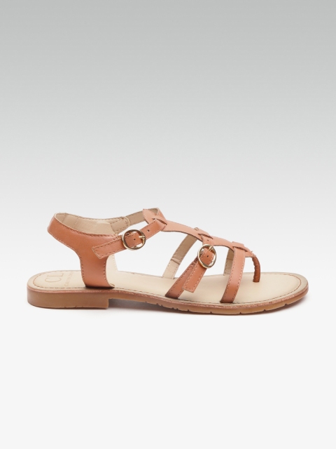 

Carlton London Women Brown Solid Open Toe Flats with Buckles
