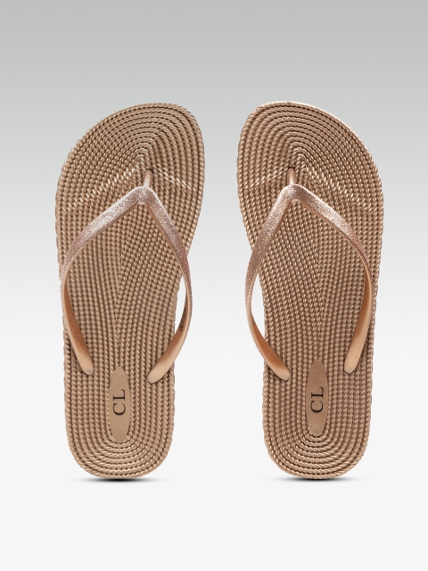 

Carlton London Women Gold-Toned Shimmer Thong Flip-Flops